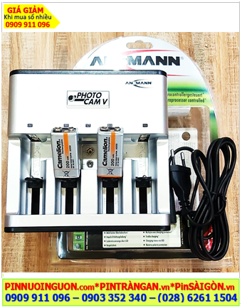 Ansman Photocam V, Bộ sạc 2 viên pin 9v -Kèm sẳn 2 pin sạc Camelion NH-9V200BP1 (9v-200mAh, vỏ màu cam)